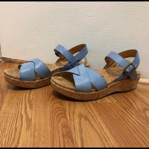 Lightly used Kork chunky heels blue leather